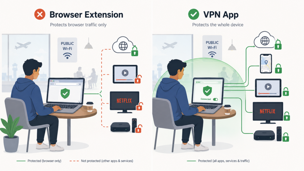 vpn app vs browser extension