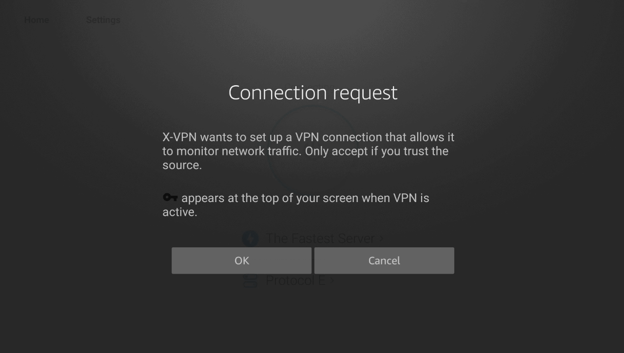 Tap OK to allow the connection request.