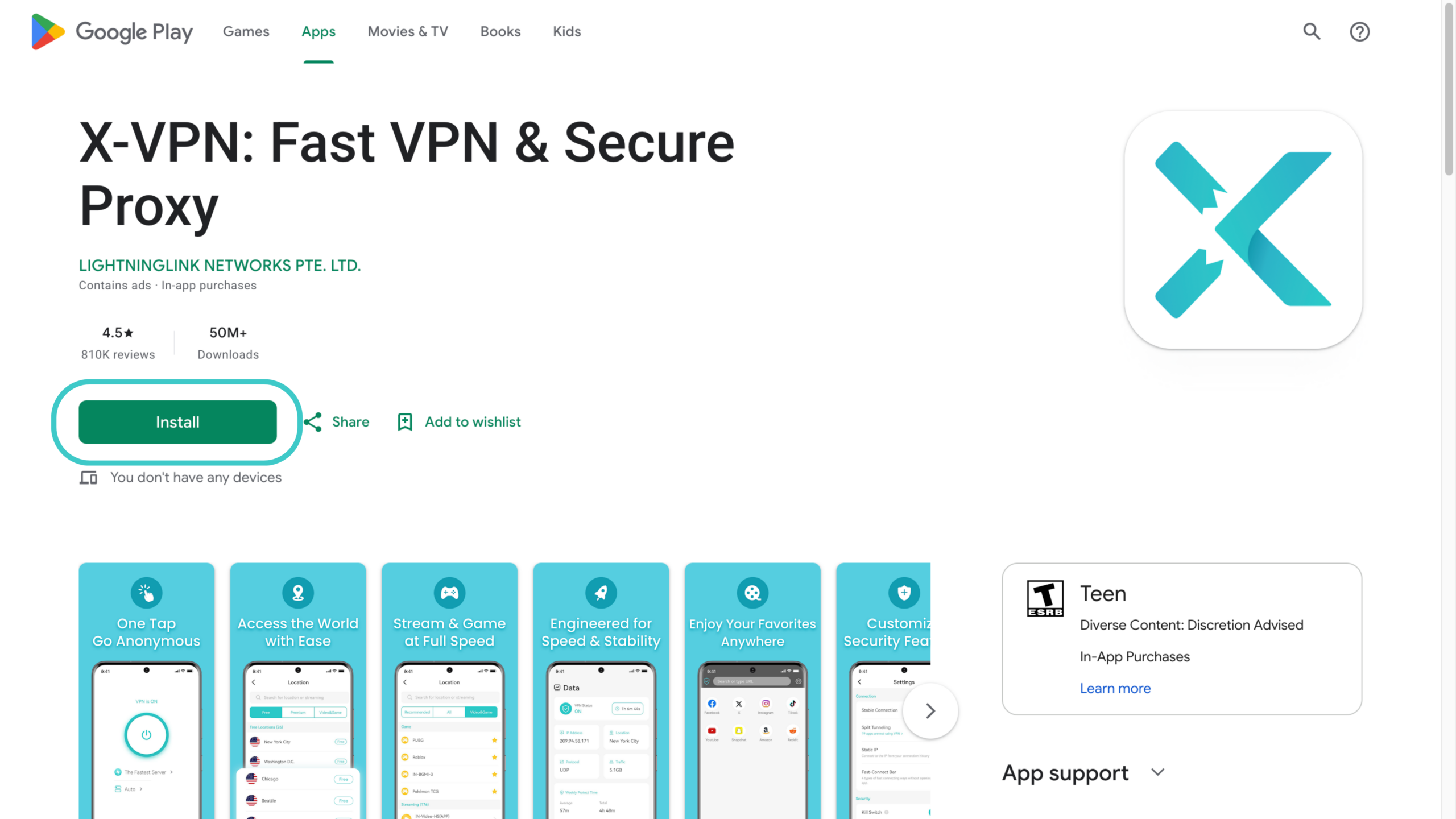 Install the VPN for Android