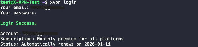 Run xvpn connect to connect