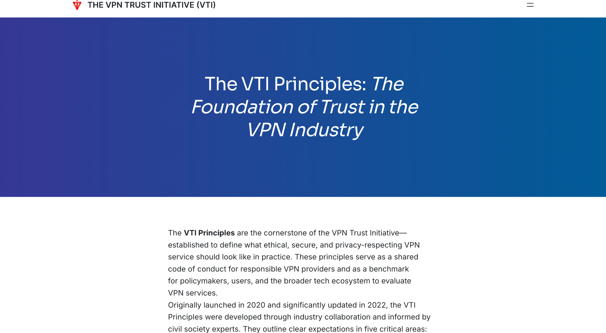 VTI Principles