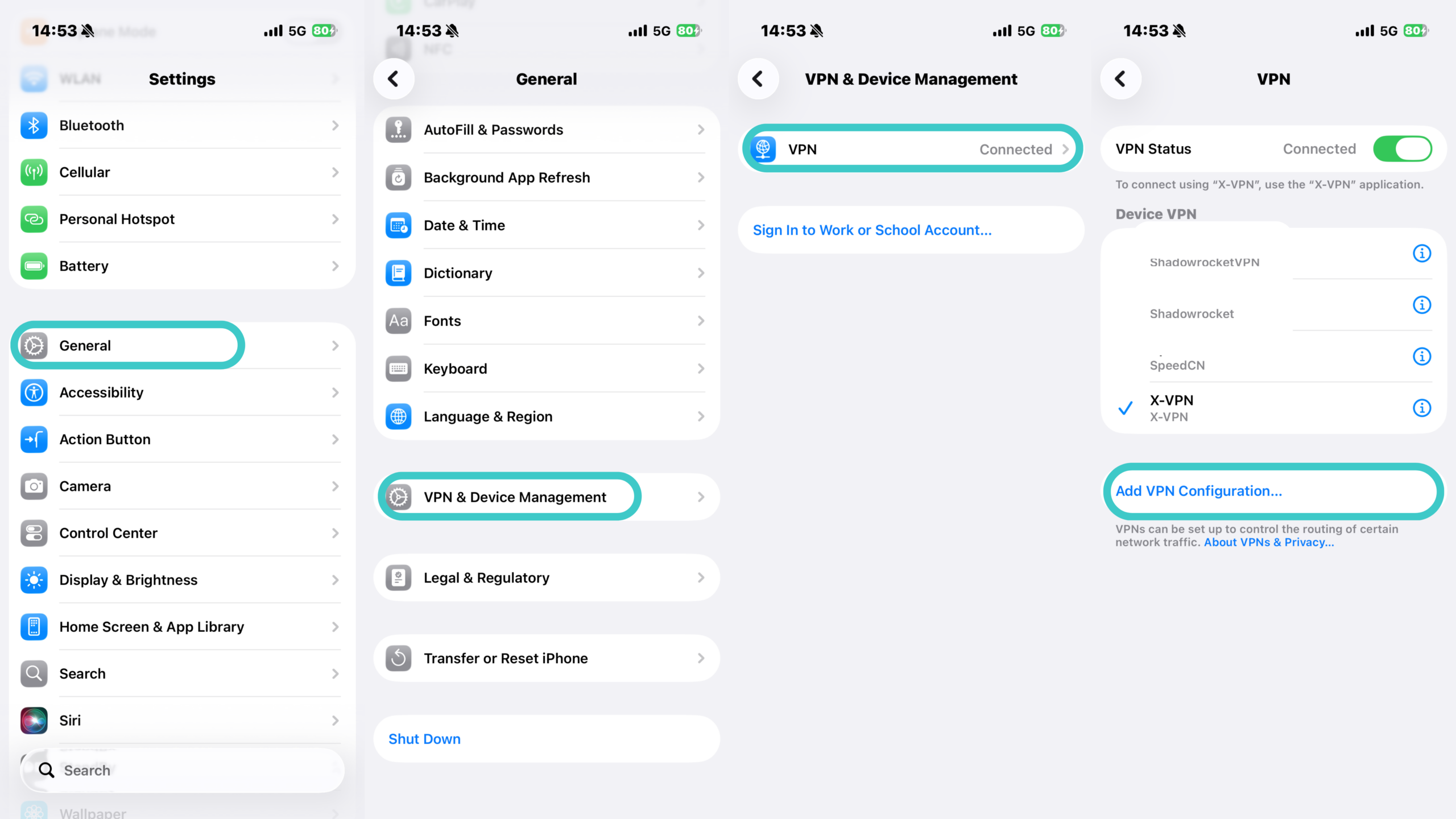 Setting Up Manually in Settings