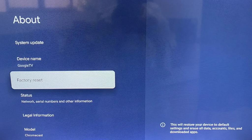 Factory Reset Chromecast Using the Remote