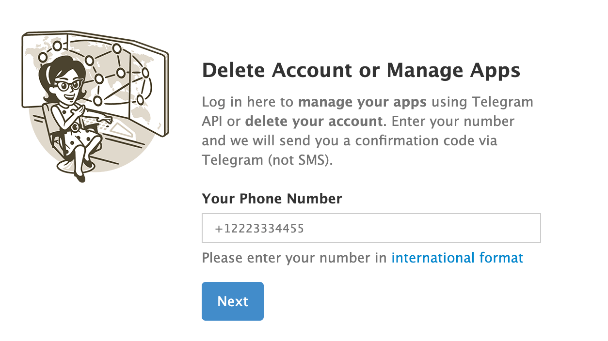 Enter your phone number in international format