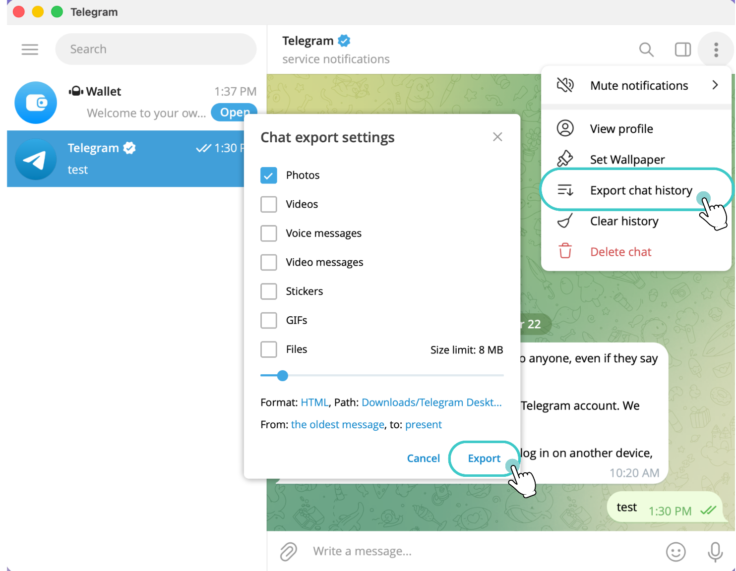 Export your Chat History