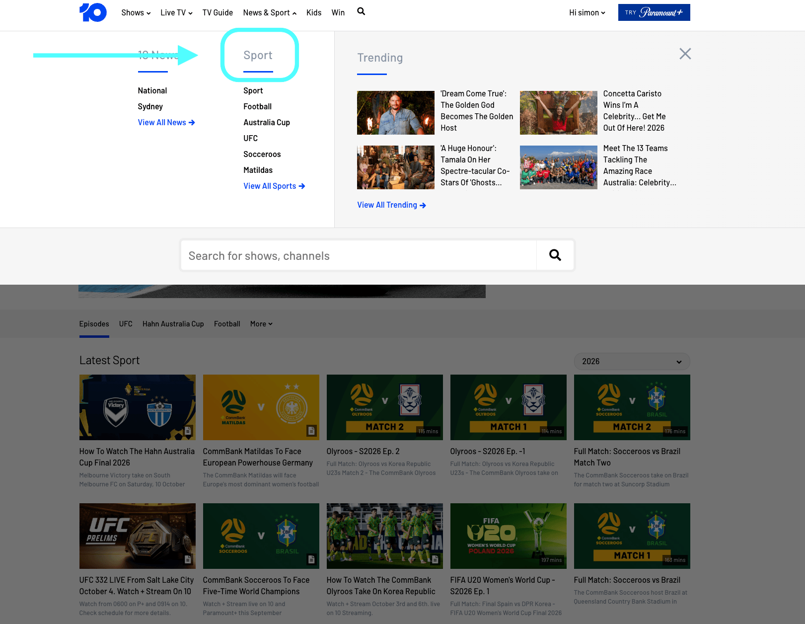 Find the Sports Sectiof