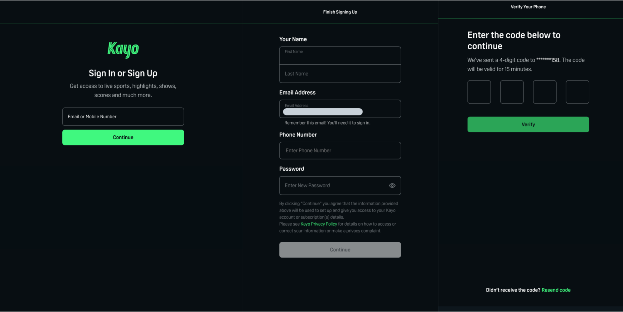 Sign up for or log in to a Kayo Sports account