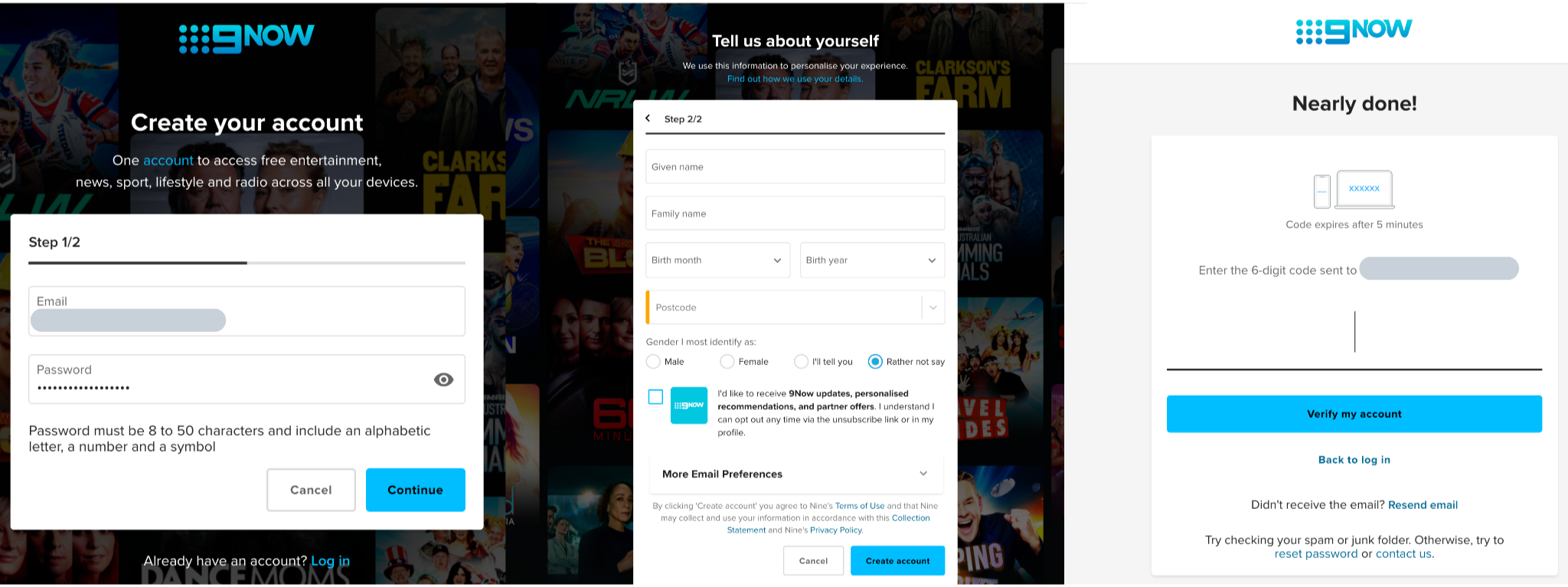 Create or Sign In to a Free Nine Account