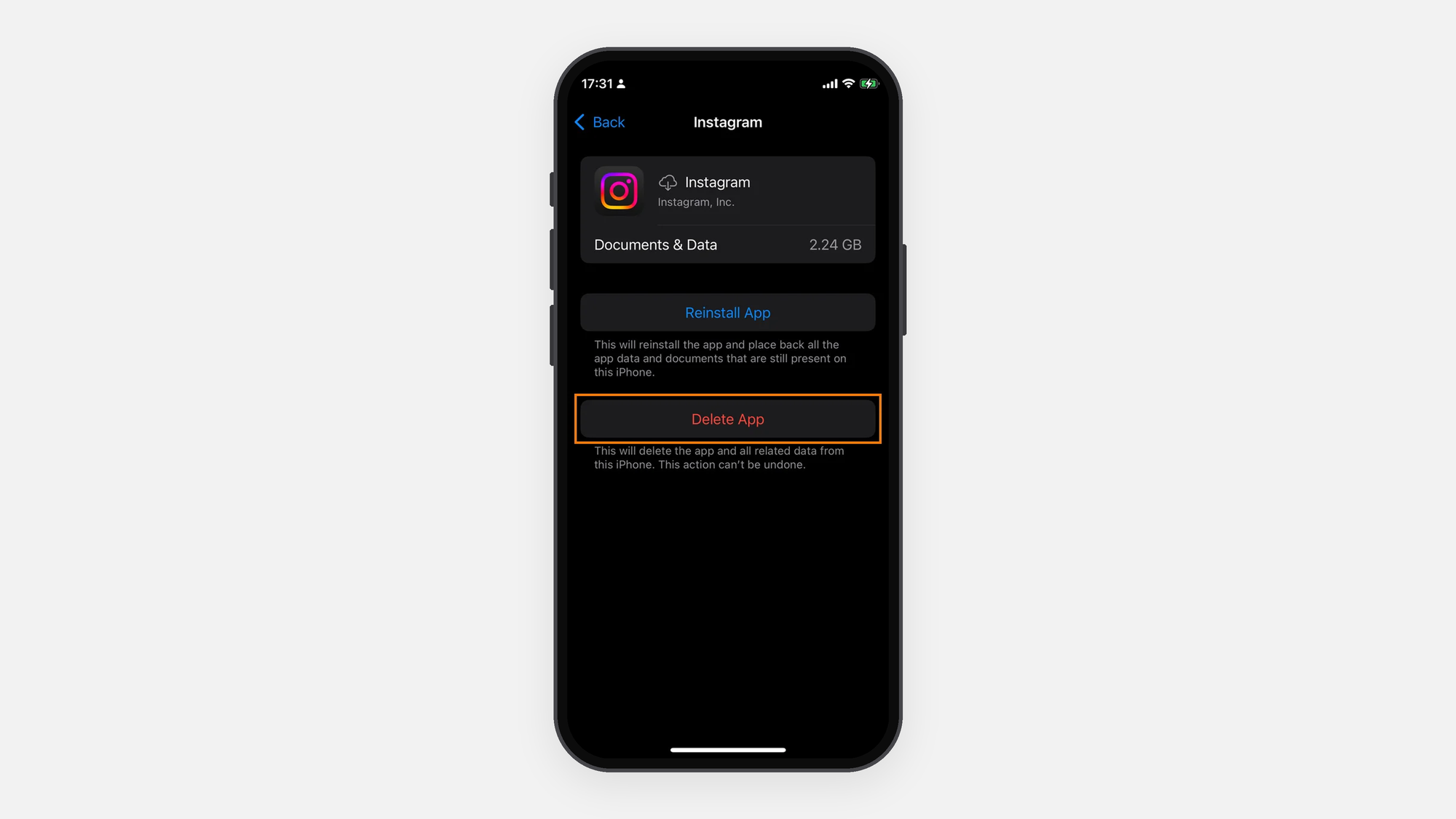 Tap Delete App to Confirm