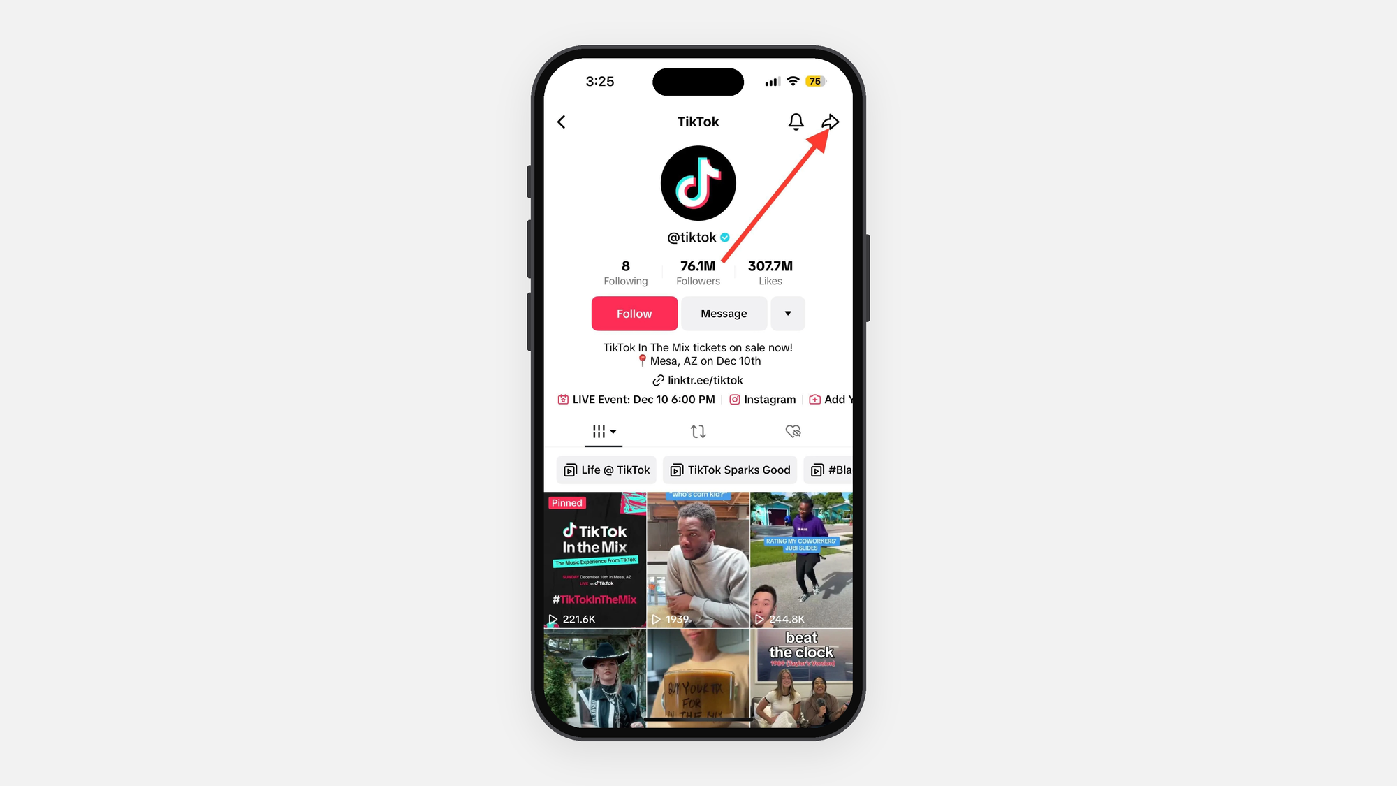 Tap the Share icon